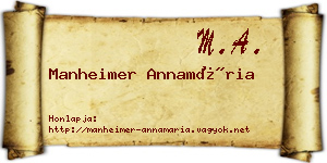 Manheimer Annamária névjegykártya
